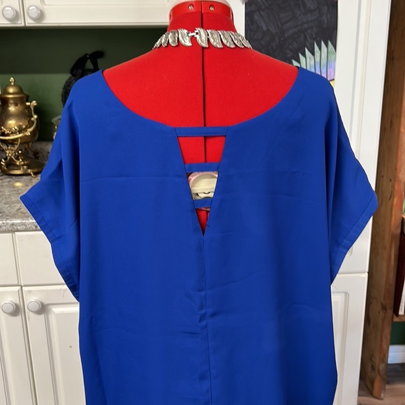 Plus Size royal blue, lined in black, top - Picture 3 of 3